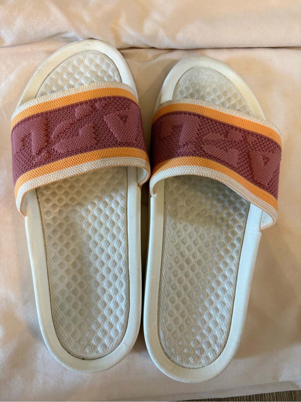 APL Slide Sandals in Dusty Rose with Orange and Cream Trim